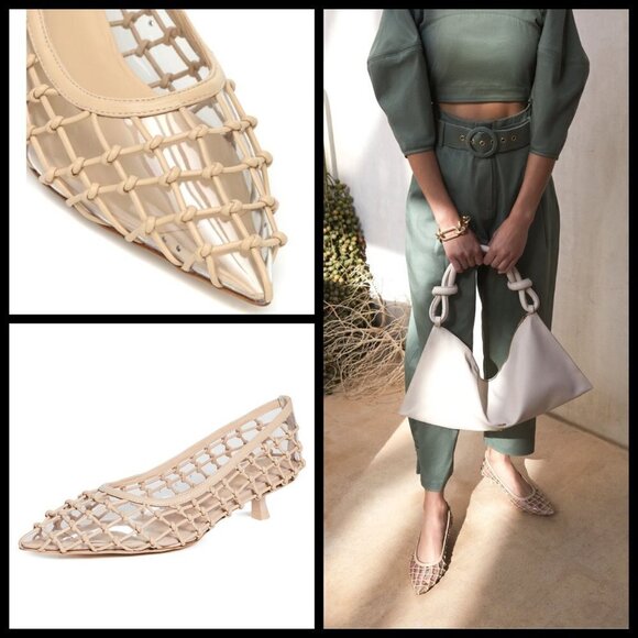 💕CULT GAIA💕 Kenny Pump Mule ~ Pointed Toe Basket Weave Leather Sand EU 41 NWT - Picture 4 of 16